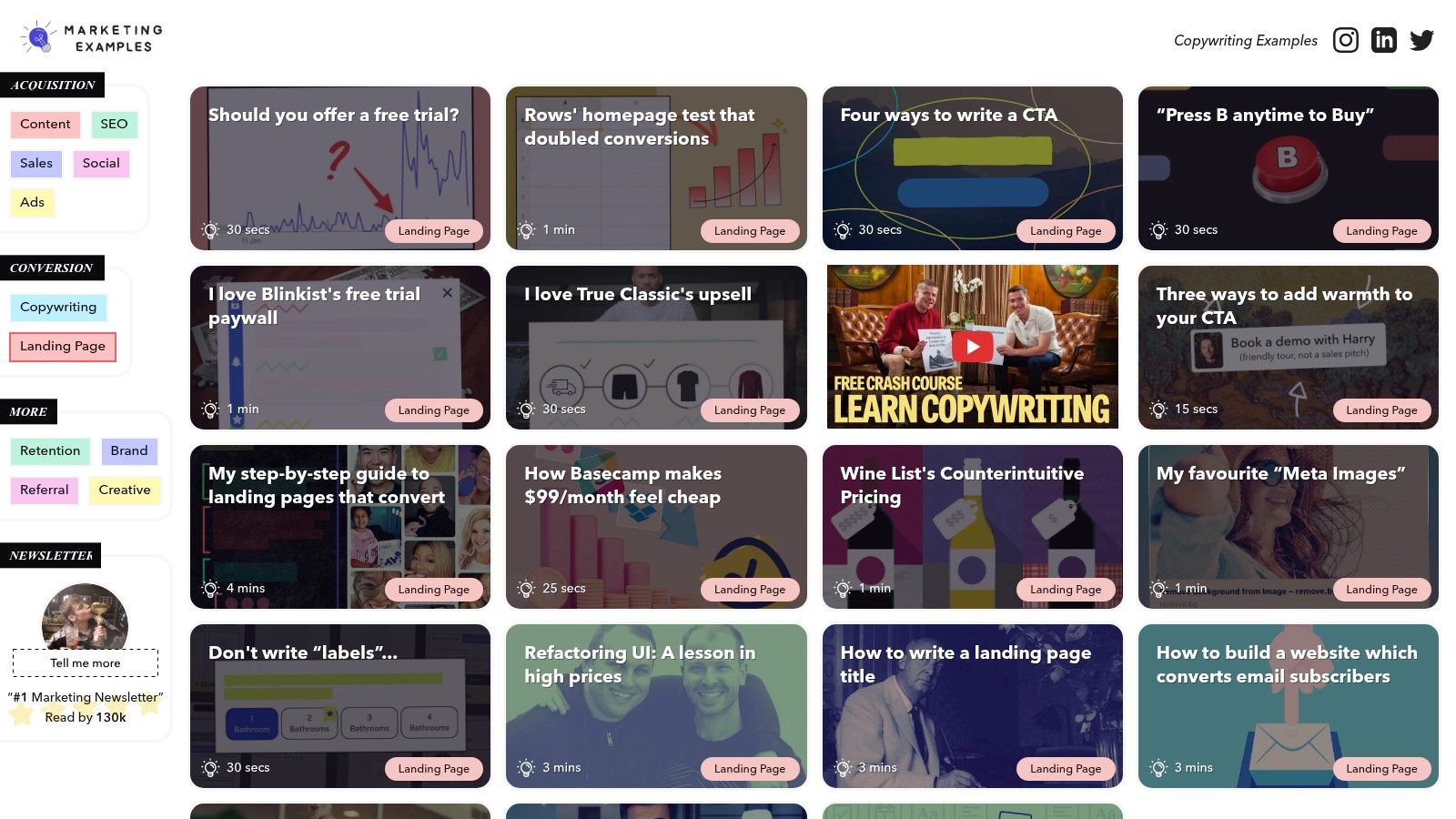 Marketing Examples – Landing Page Teardowns (Harry Dry)