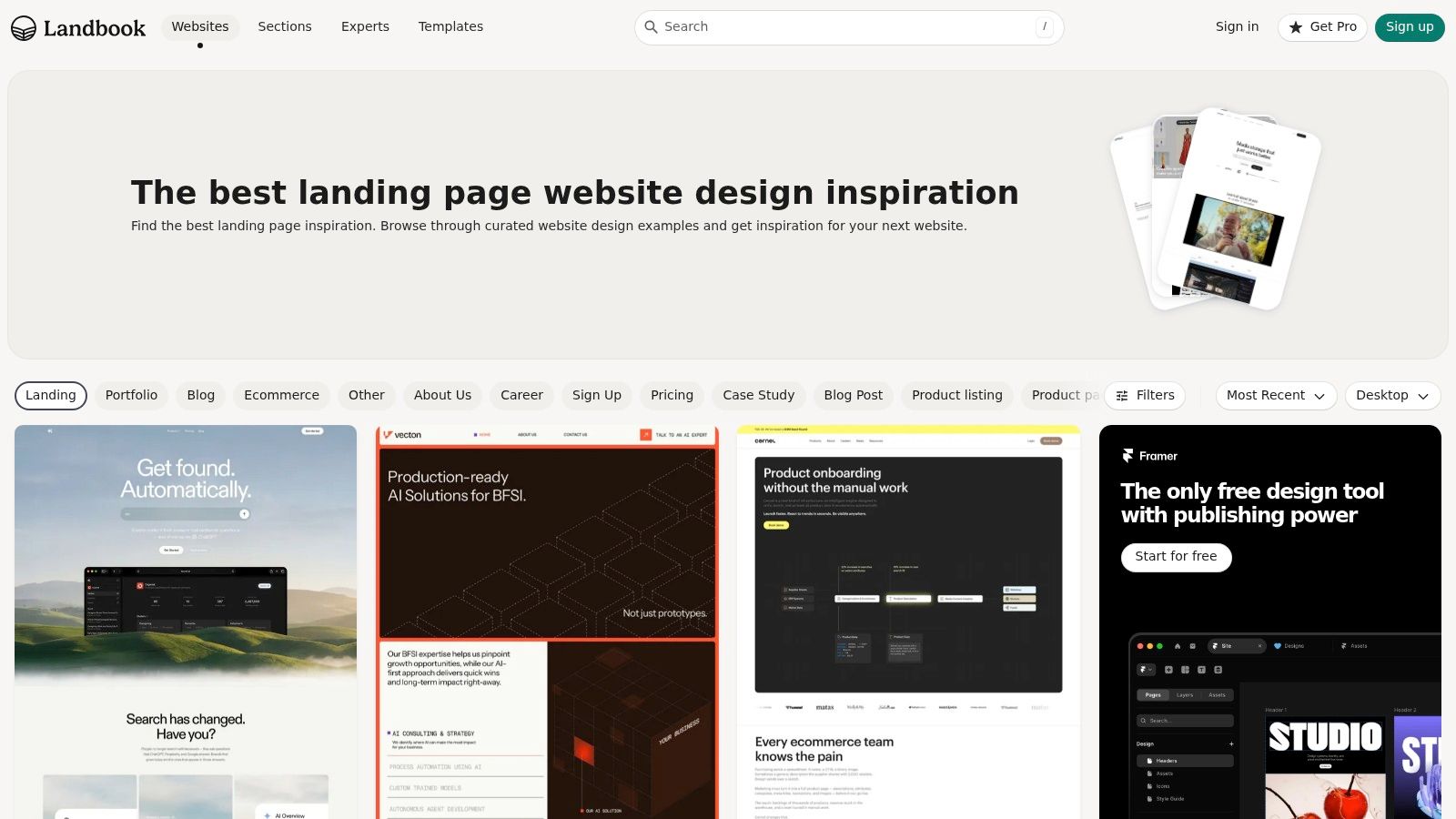 Land‑Book – Landing Page Inspiration (Curated)