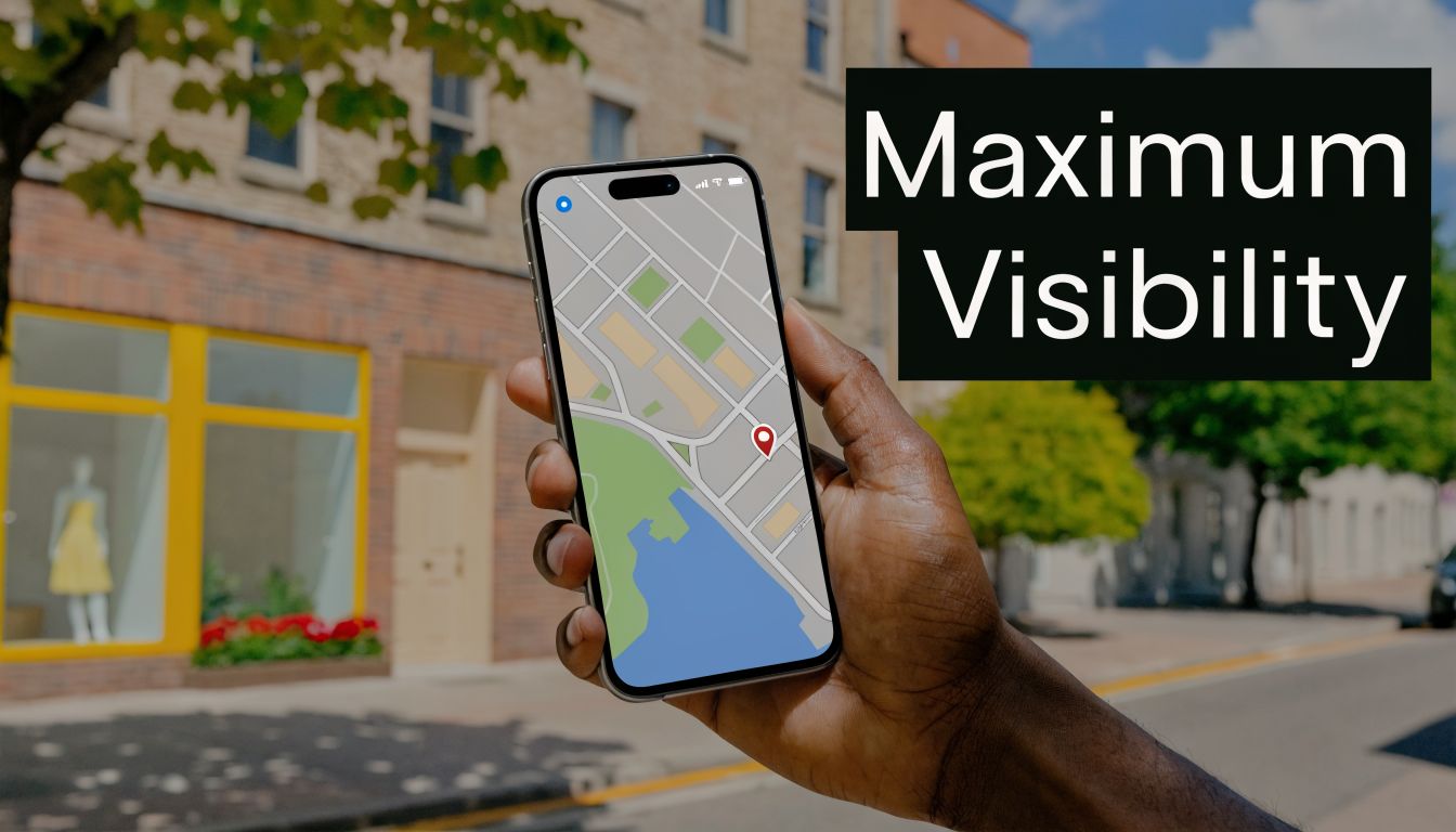 A person holding a smartphone displaying a digital map on a city street with local navigation.